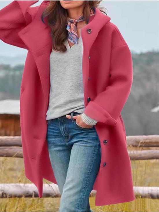 Jackets & Blazers - Funnel Neck Elegant Rose Pink Single-Breasted Trench Coat Medium NWT